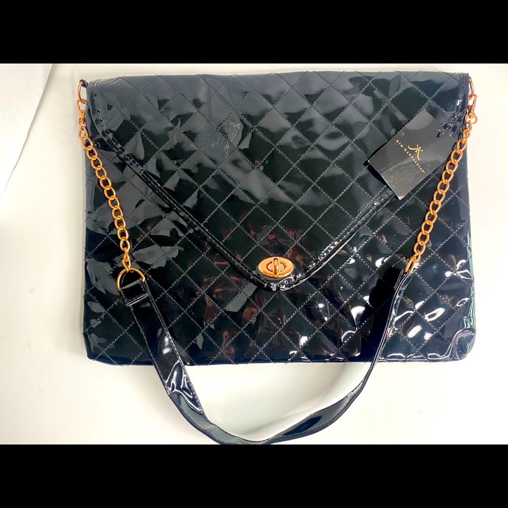 Kim Kardashian Black Envelope Evening Bag